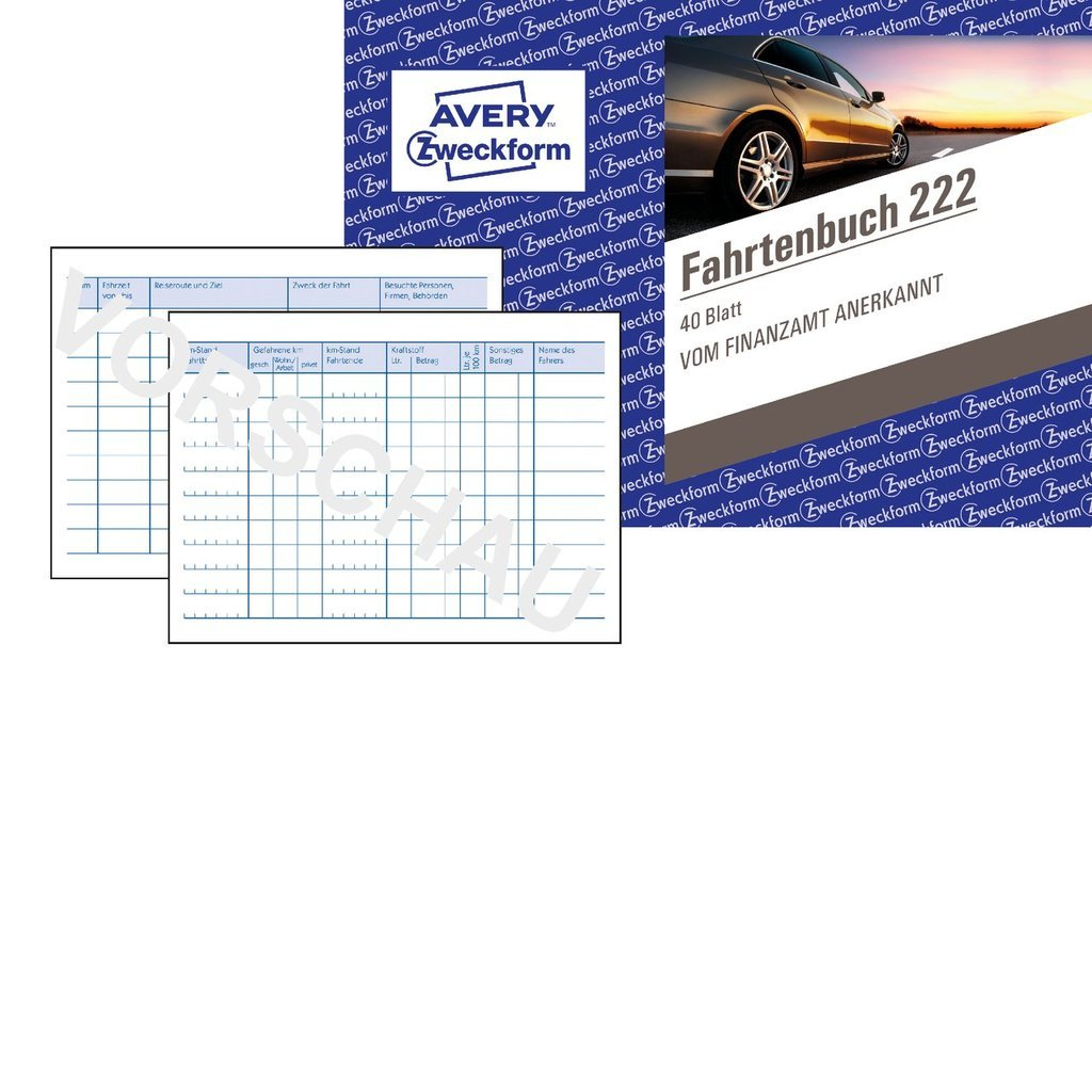 AVERY Zweckform Fahrtenbuch, Pkw mit Kraftstoffverbrauch Formularbuch 222 AVERY Zweckform Fahrtenbuch, Pkw mit Kraftstoffverbrauch Formularbuch 222