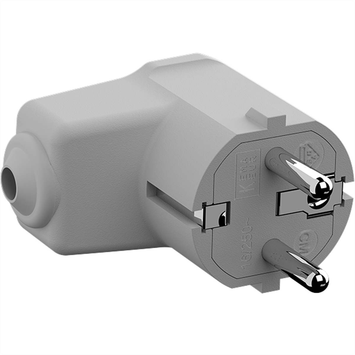 BACHMANN MontageWinkelstecker grau, CEE 77 2polig mit Schutzkontakt