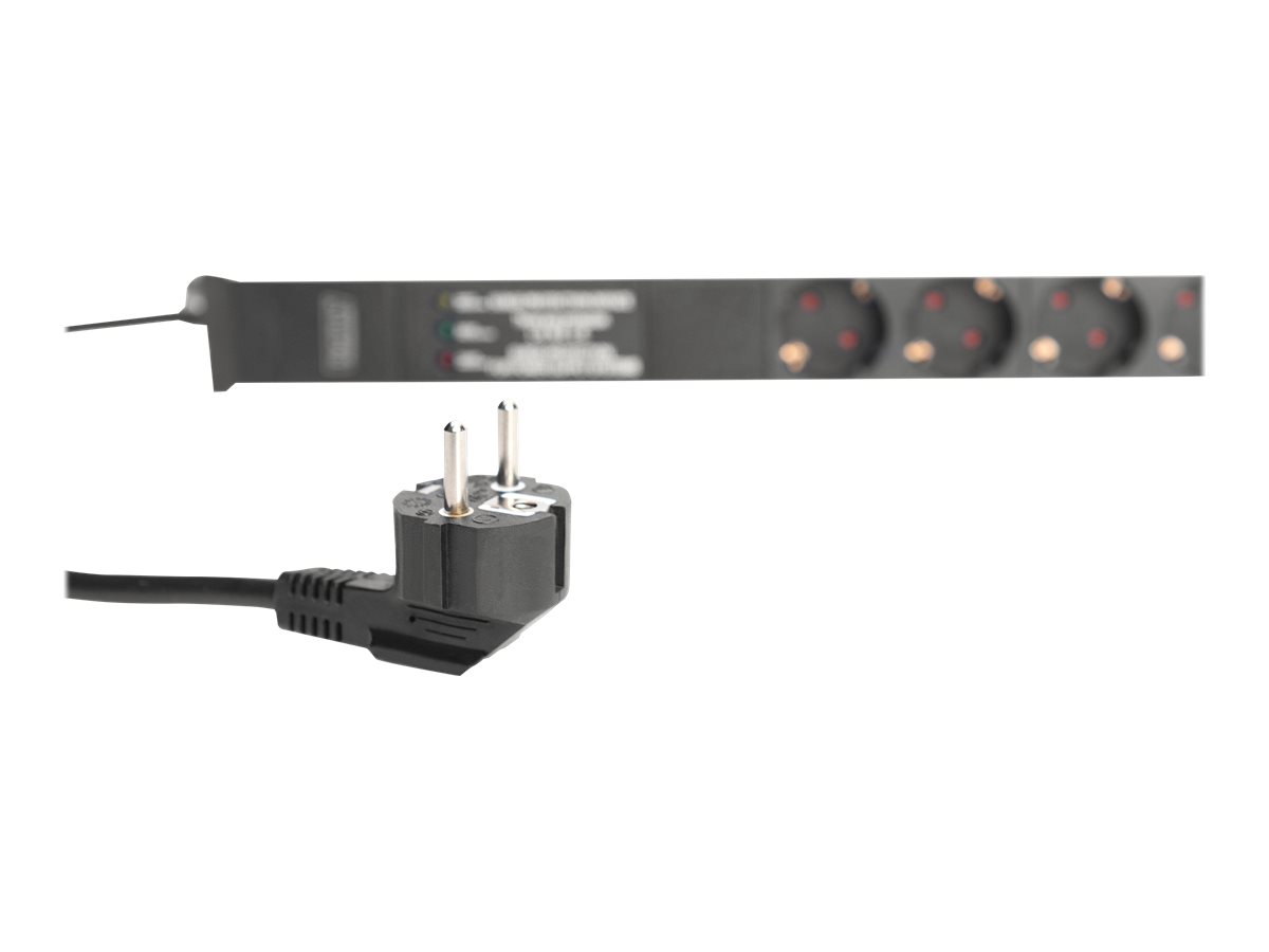 DIGITUS 1HE Aluminium Steckdosenleiste 16A 4000W 250VAC 50/60Hz 7-fach CEE 7/7 3m 2m Zuleitung CEE 7/7 St.