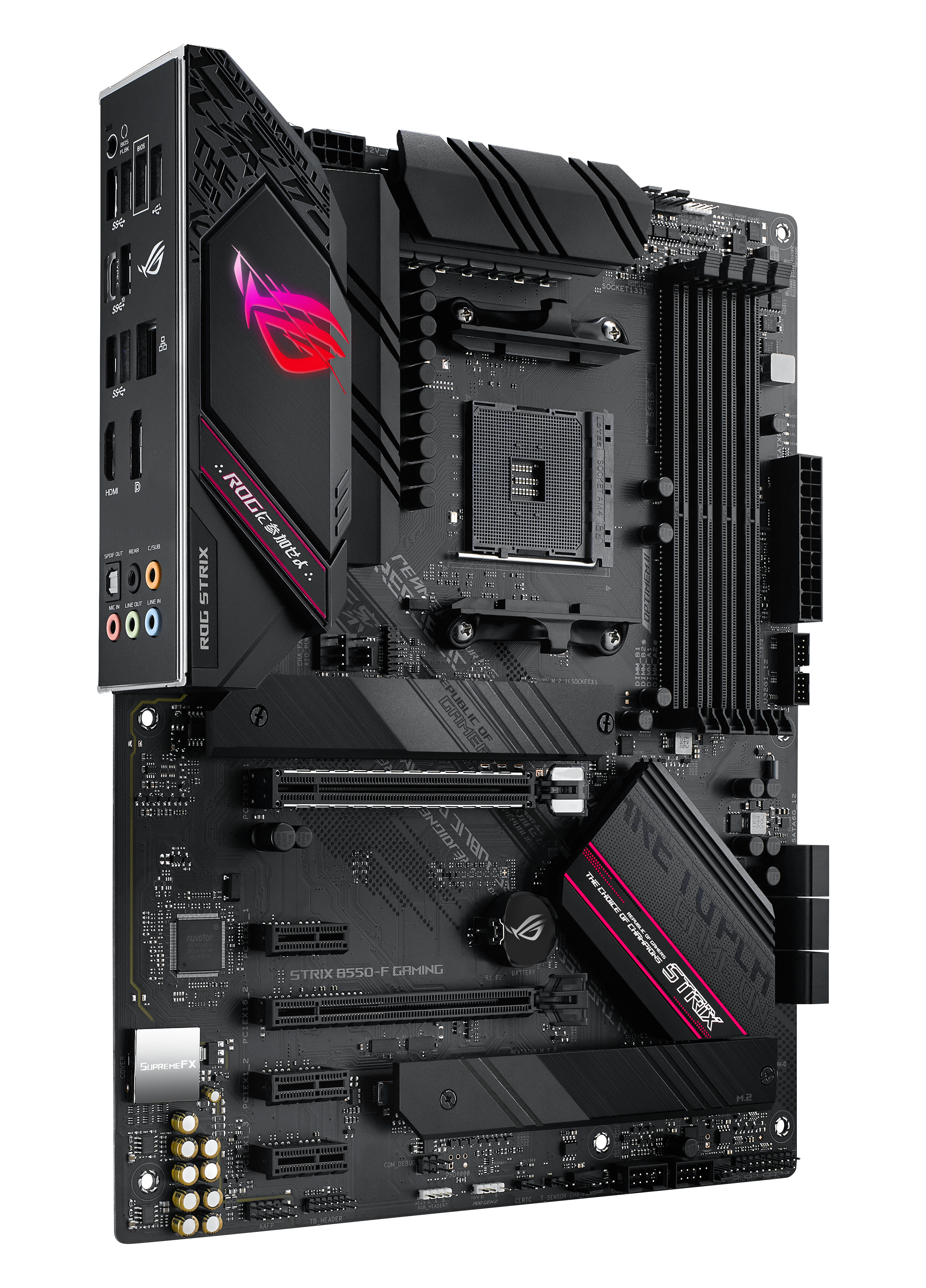 ASUS ROG STRIX B550F GAMING ATX MB PCIe 40ready dual M2 USB32 Gen 2 TypeC plus HDMI21 and DisplayPort12 output support