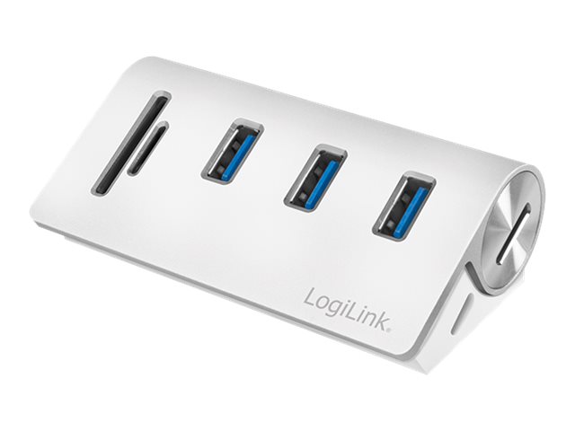 LogiLink USB 30Hub 3Port silber m Kartenleser