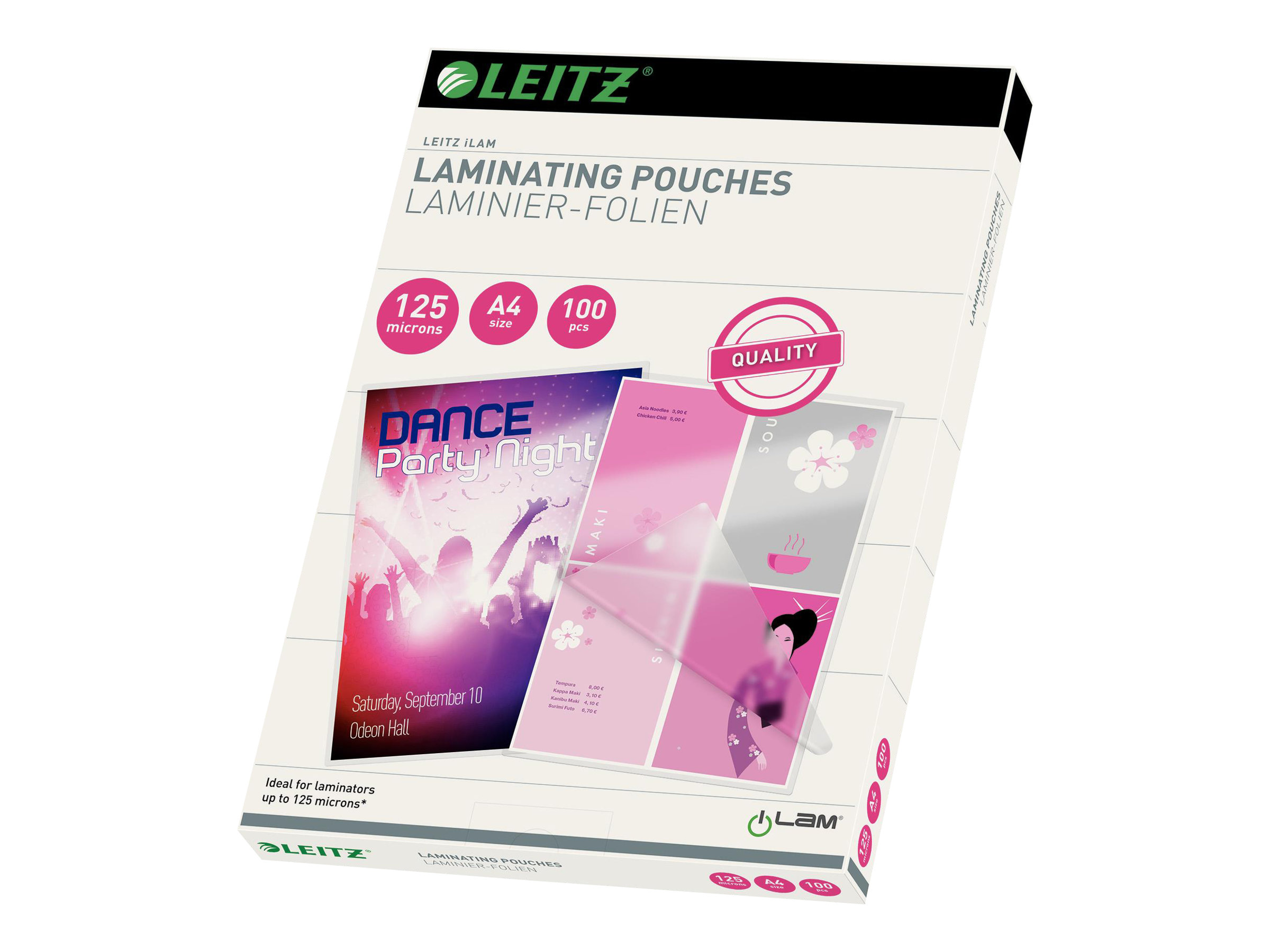 100 LEITZ Laminierfolien glaenzend fuer A4 125 micron 100 LEITZ Laminierfolien glaenzend fuer A4 125 micron
