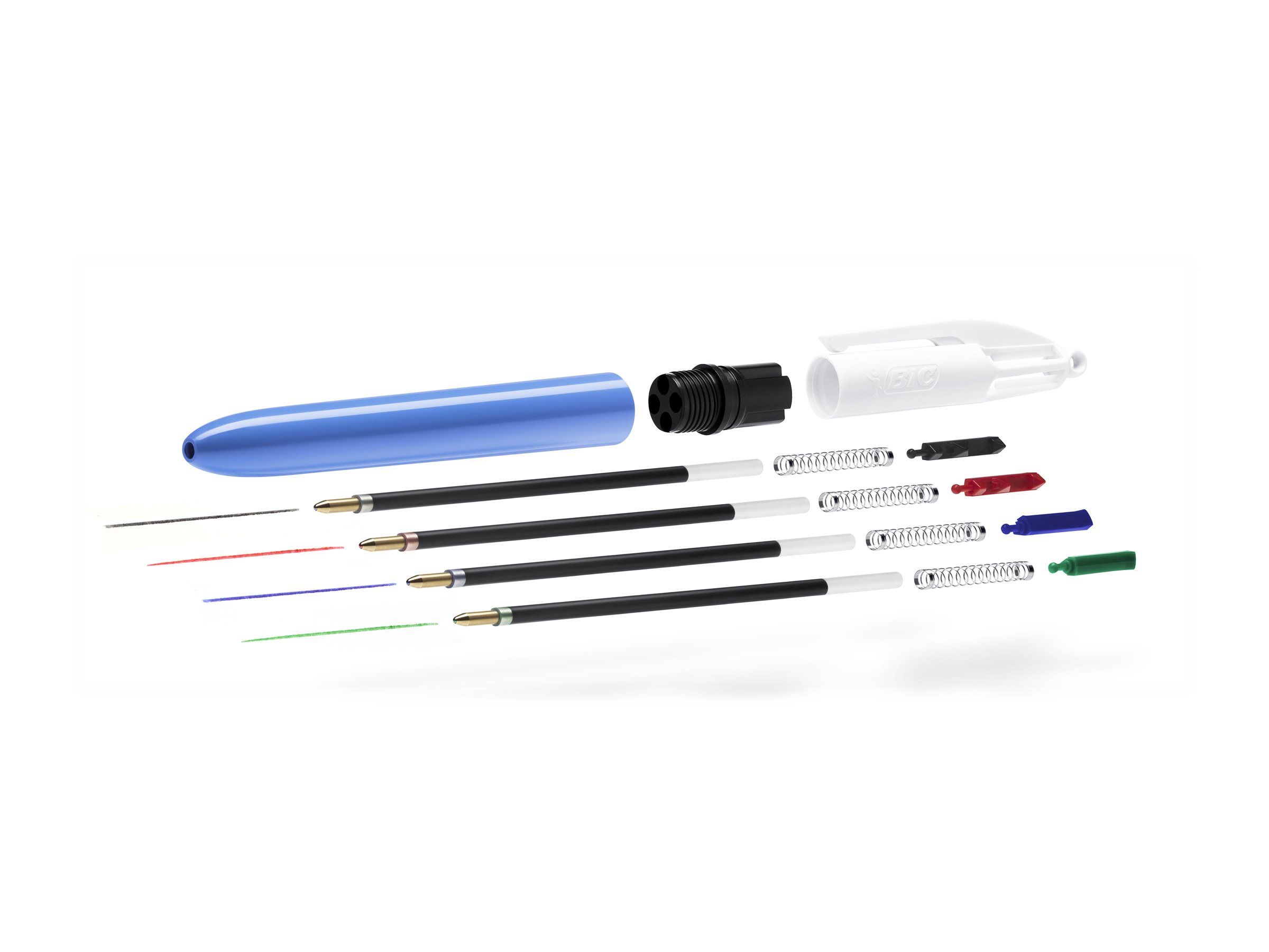 BIC 4FarbenKugelschreiber 4 Colours Original hellblauweiss, Schreibfarbe schwarz, blau, rot, gruen, 1 St