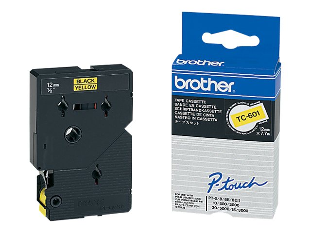 TC601 BROTHER PT Schriftband 12mm gelb TC601 BROTHER PT Schriftband 12mm gelb