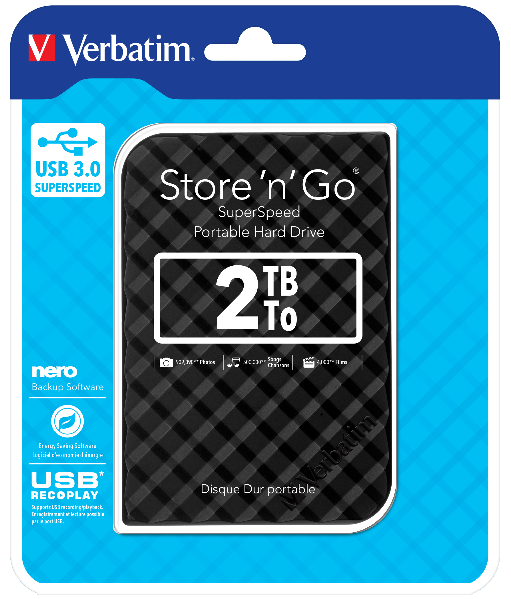 2,5 2TB Verbatim 63cm 25 USB 30 Storen Go Gen2 Black retail