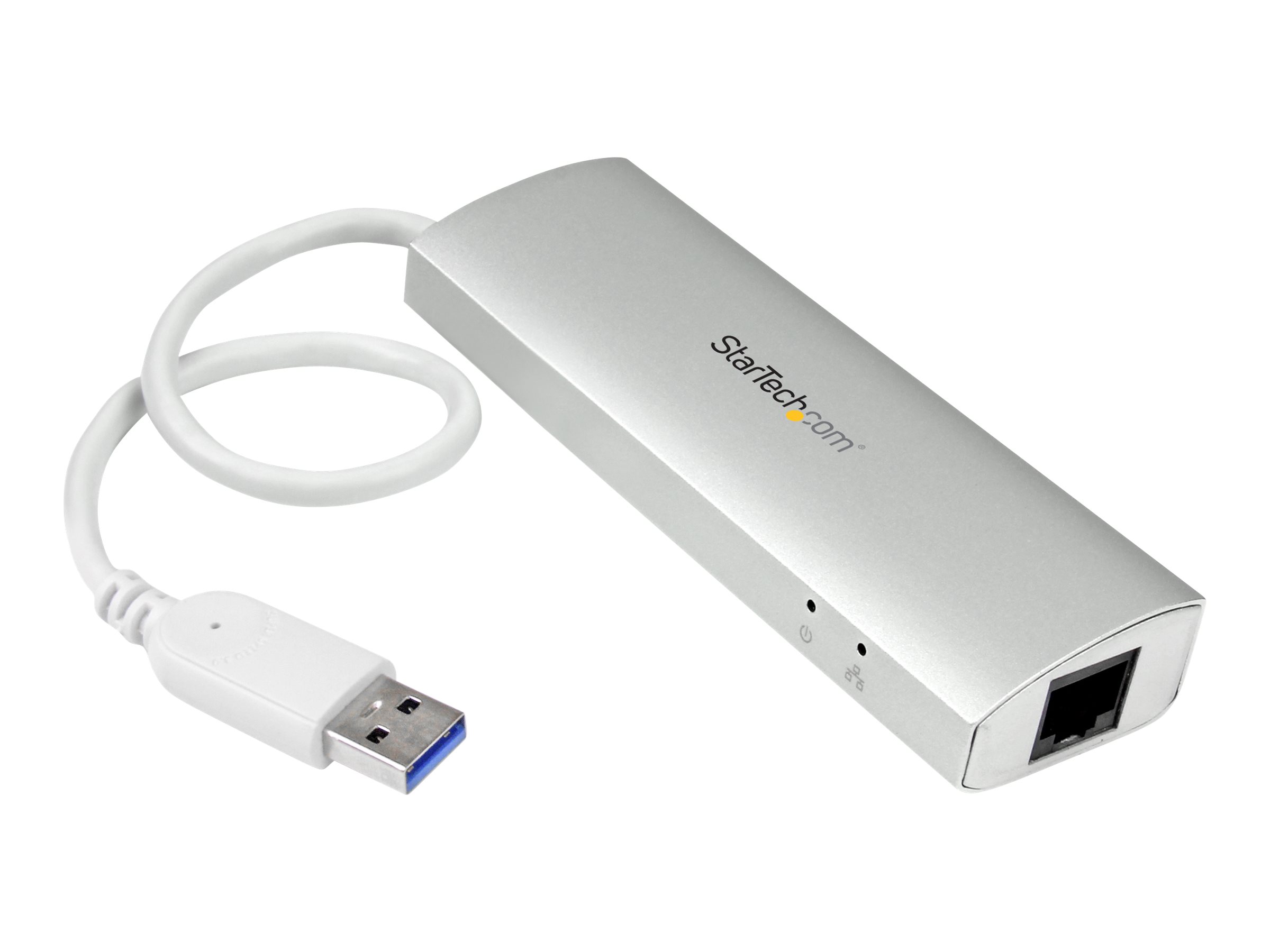 StarTech.com 3 Port mobiler USB 3.0 Hub plus Gigabit Ethernet - Aluminium USB Hub mit Gigabit Ethernet Adapter - Hub - 3 Anschlüsse