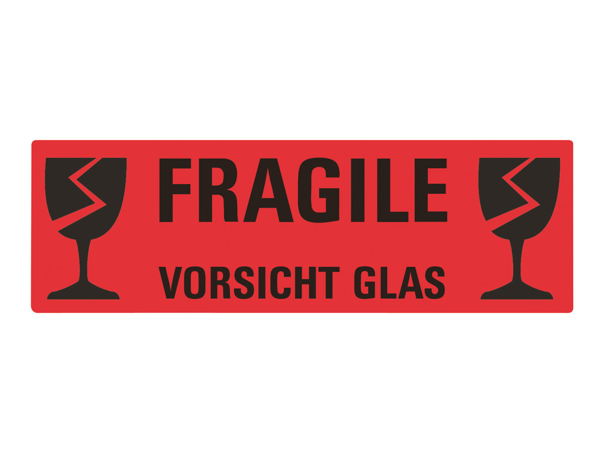 10 AVERY Zweckform Warnetiketten 3050 rot Â»Fragile Vorsicht GlasÂ« 119,0 x 38,0 mm