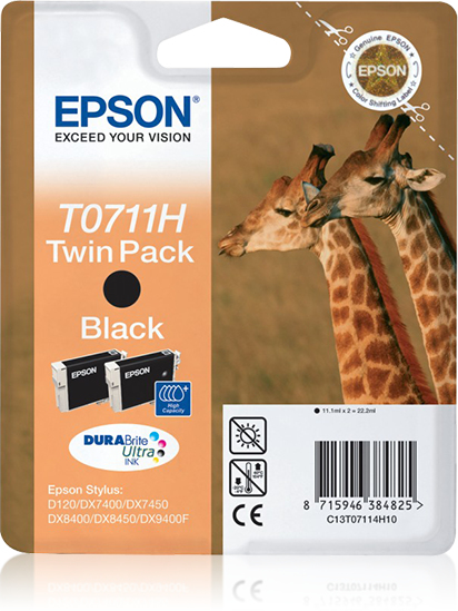 EPSON T0711H  schwarz Druckerpatronen, 2er-Set