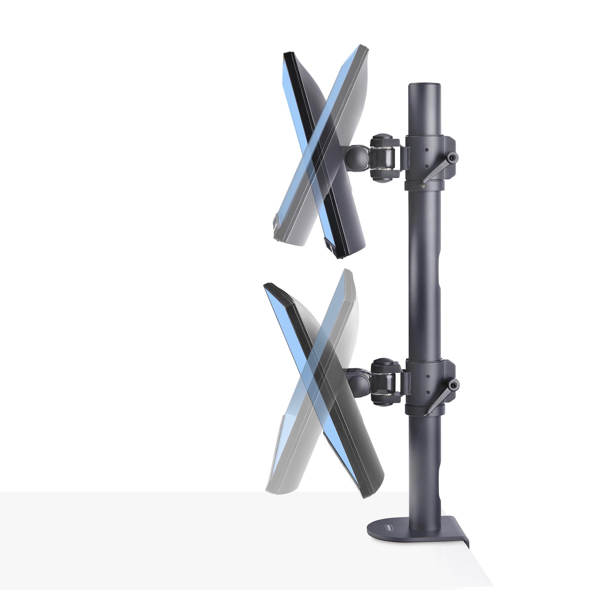 STARTECHCOM Dual Monitorhalterung 124,46cm 49Zoll fur 2 Vertikal Gestapelte Monitore 2x 16 kg VESA BildschirmhalterungMonitorarm