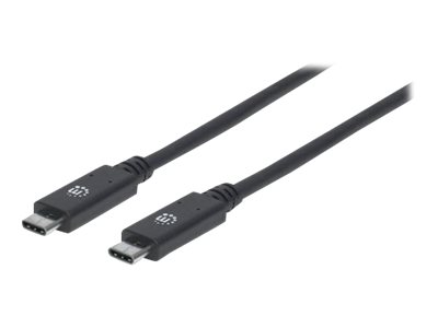 MANHATTAN SuperSpeed+ USB-C Anschlusskabel 1m USB 3.2 Gen2 Typ C-Stecker auf Typ C-Stecker 10 Gbit/s 5 A schwarz