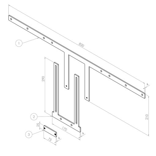 HAGOR Meetup Display-Adapter 140-190cm 55-75Z fuer Logitech Meet-Up Kameras VESA max. 800mm Montage oberh oder unterh des Displays