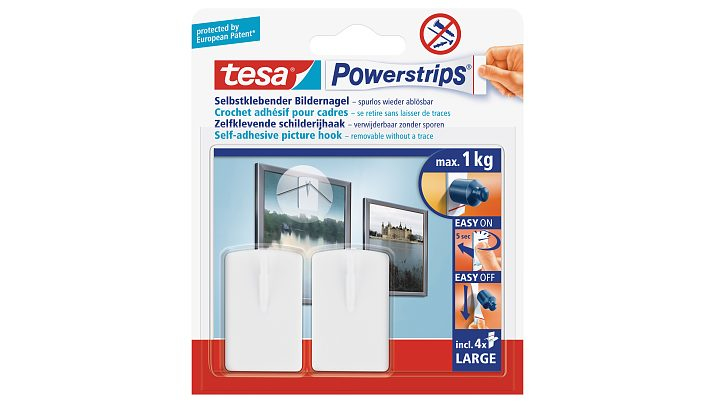 tesa Powerstripes KlebenÃ¤gel fÃ¼r max. 1,0 kg 20,0 x 30,0 mm, 2 St.