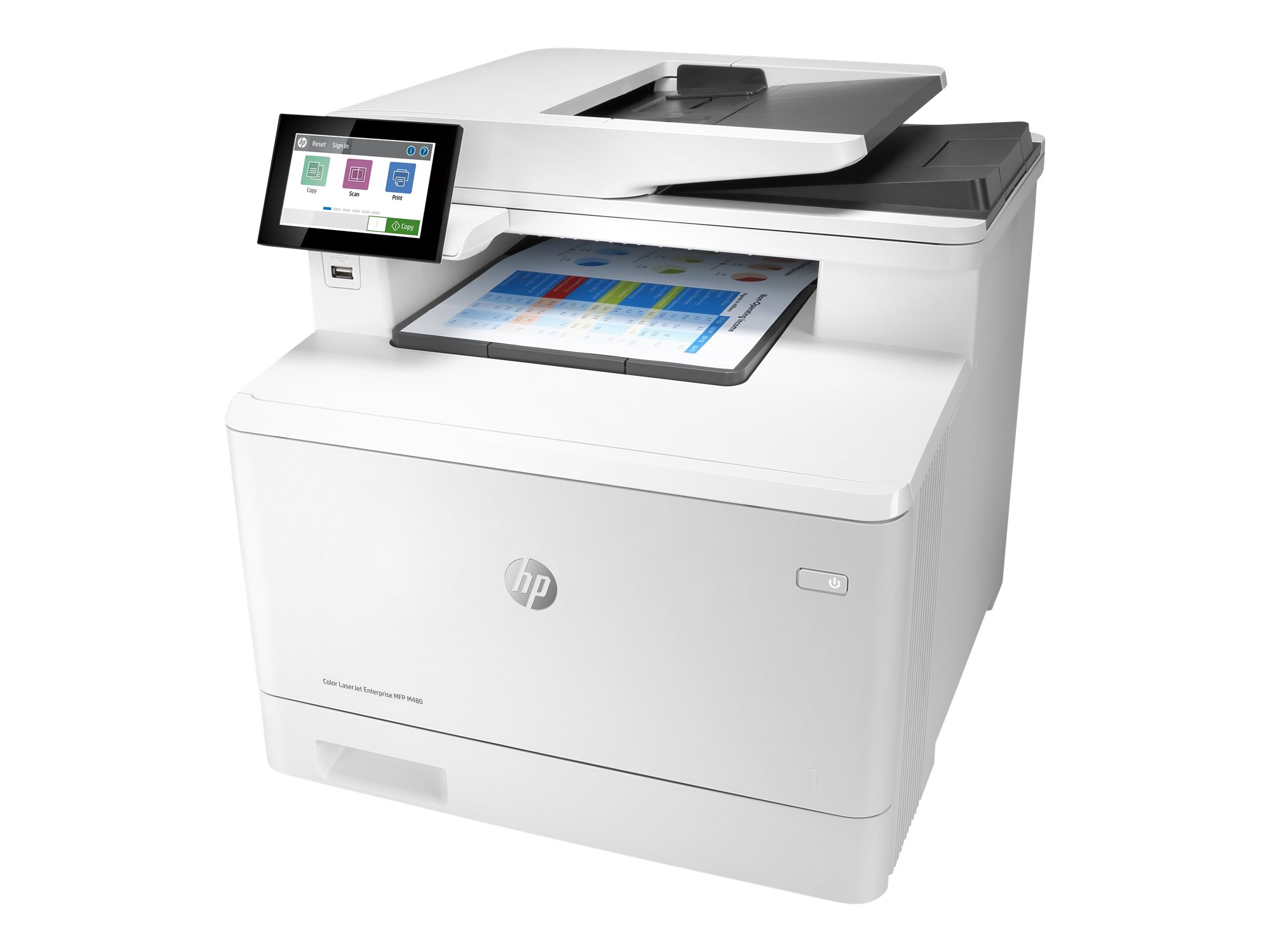 HP Color LaserJet Enterprise M480f 4 in 1 FarblaserMultifunktionsdrucker weiss