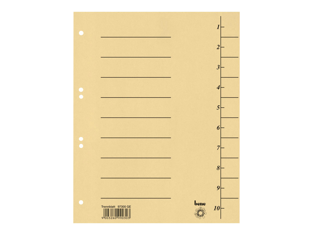 bene Trennblaetter 1-10 gelb, 100 St. bene Trennblaetter 1-10 gelb, 100 St.