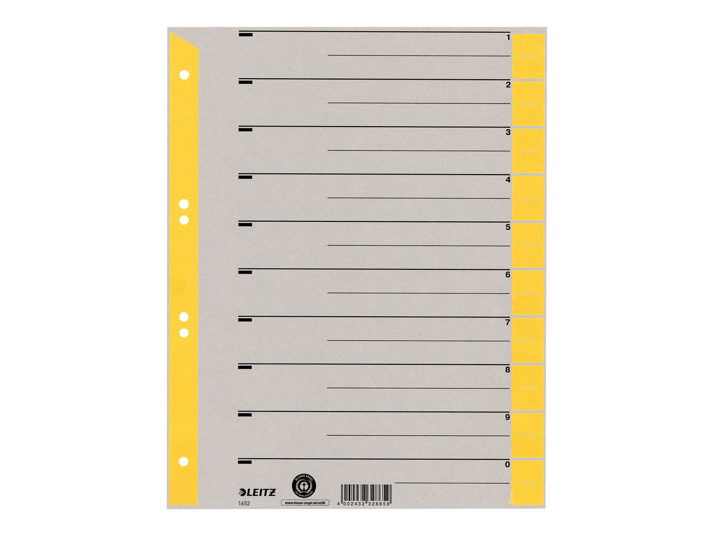 LEITZ Trennblaetter 1652 1-0 gelb, 100 St. LEITZ Trennblaetter 1652 1-0 gelb, 100 St.