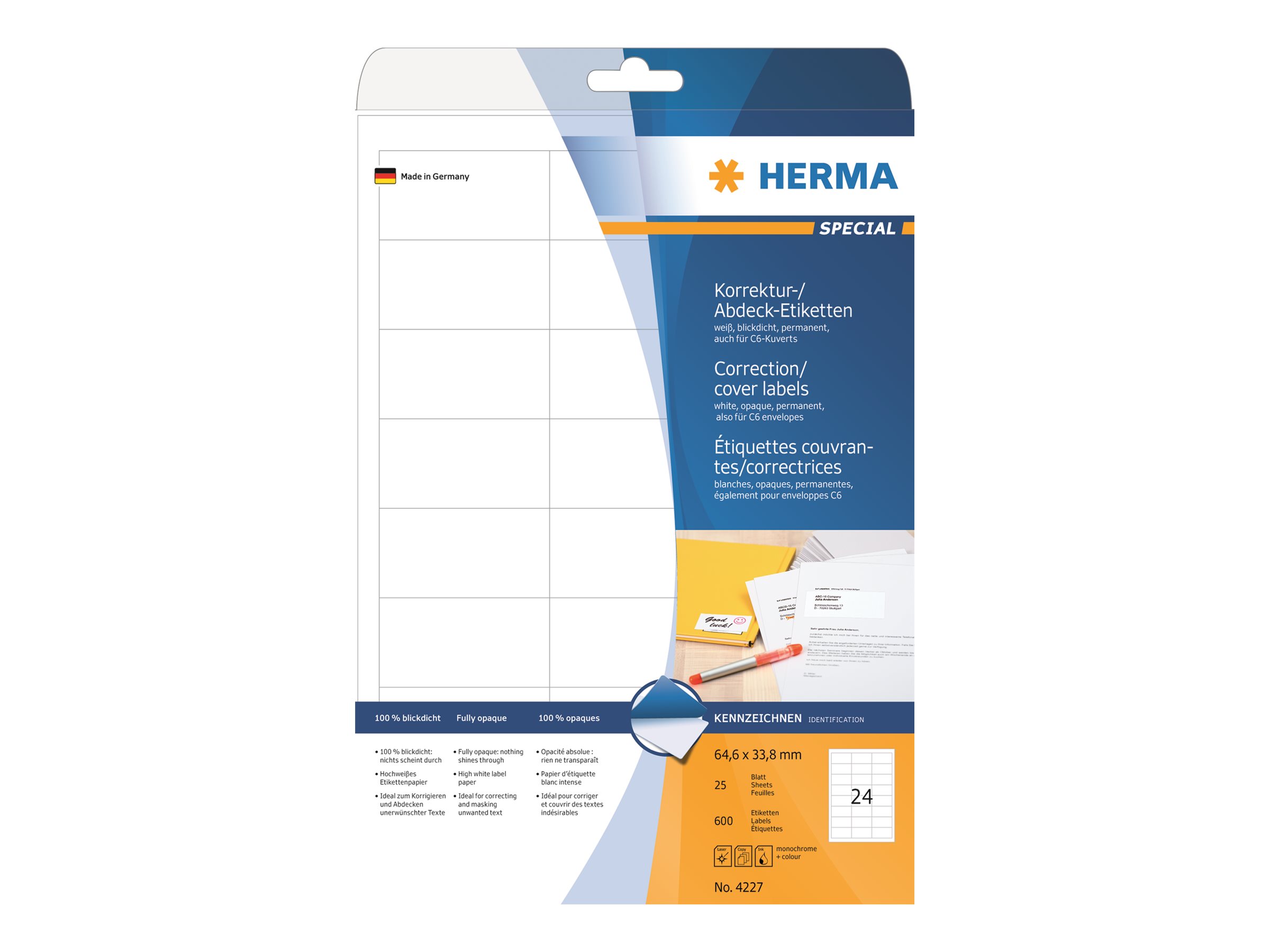 600 HERMA Etiketten 4227 weiss 64,6 x 33,8 mm 600 HERMA Etiketten 4227 weiss 64,6 x 33,8 mm