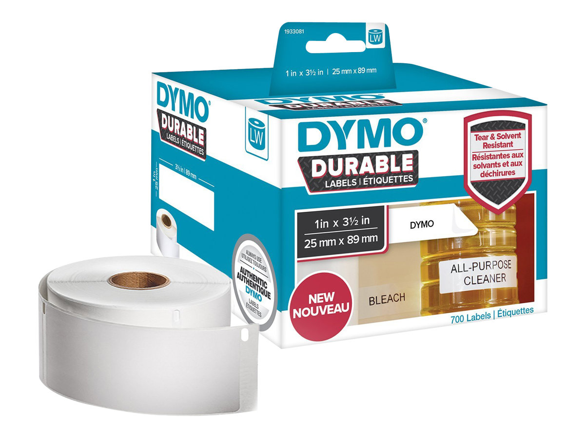 DYMO Etikettenrollen fuer Etikettendrucker 1933081 weiss, 25,0 x 89,0 mm, 2 x 350 Etiketten