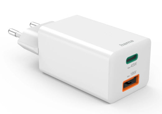 hama GaNLadeadapter weiß, 45 Watt