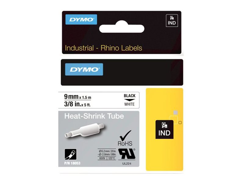 DYMO Schrumpfschlauch RHINO  18053, 9 mm schwarz auf weiÃ