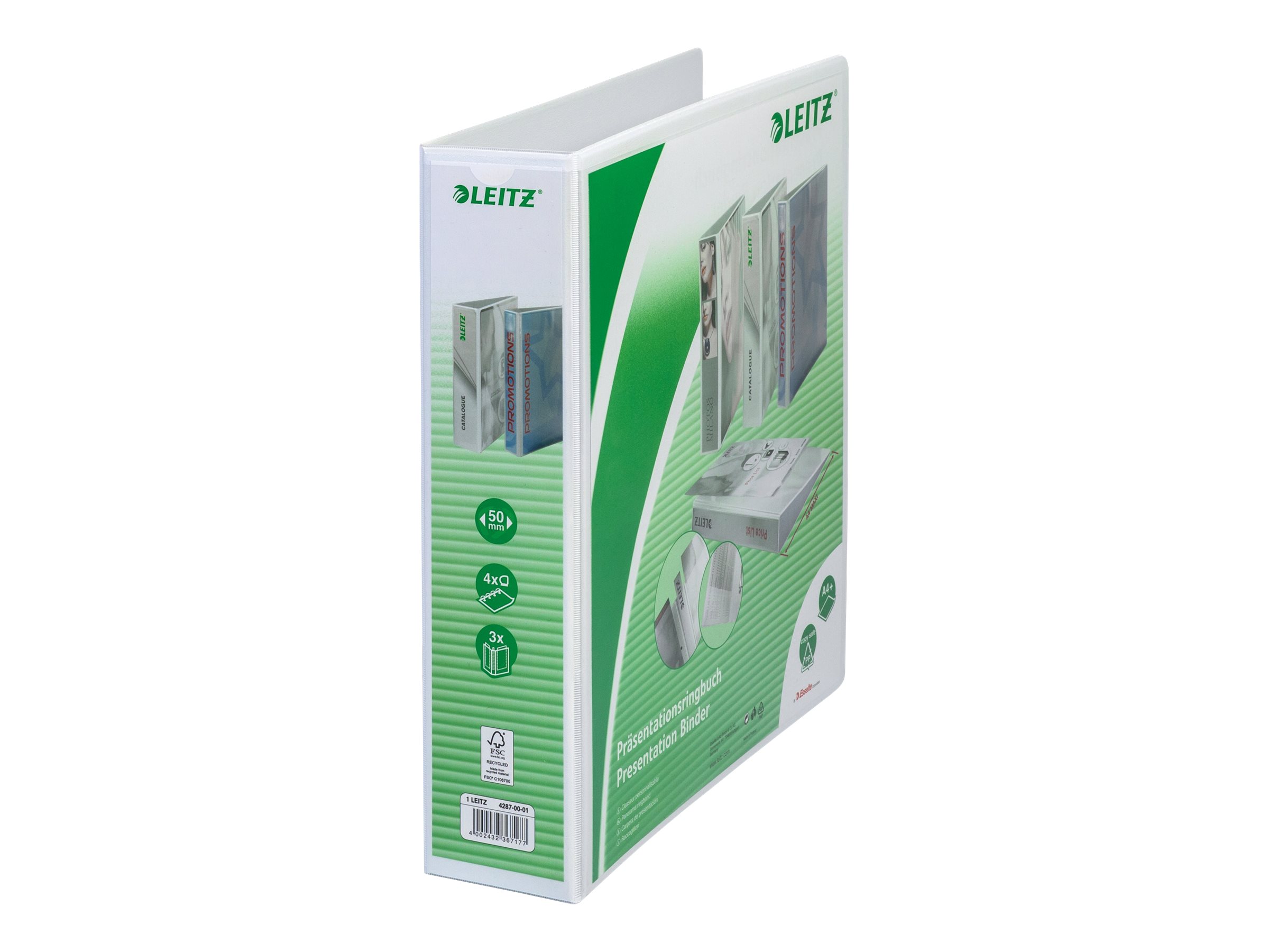 4 LEITZ Praesentationsringbuecher 4-Ringe weiss 7,7 cm DIN A4 4 LEITZ Praesentationsringbuecher 4-Ringe weiss 7,7 cm DIN A4