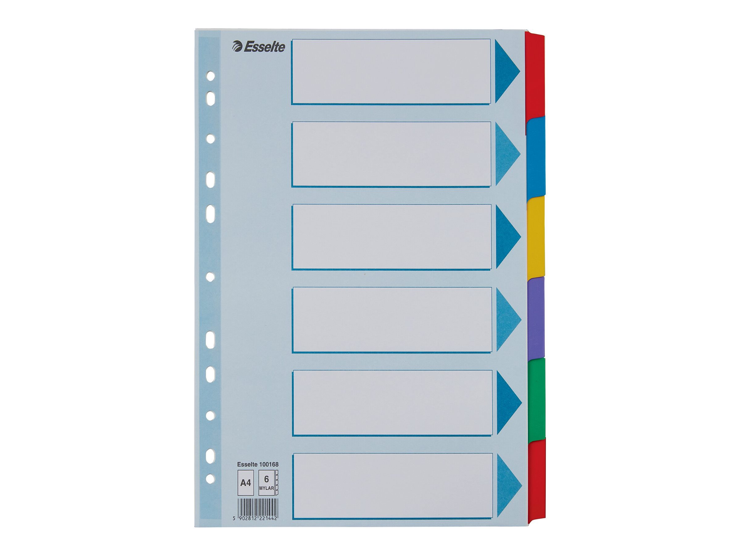 Esselte Ordnerregister DIN A4 Vollformat blanko farbig 6teilig, 1 Satz