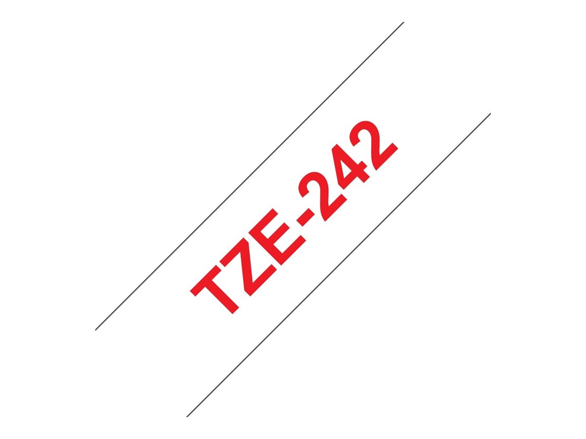 Schriftband TZe242 lam Rot auf Weiss BxL 18mm x 8m