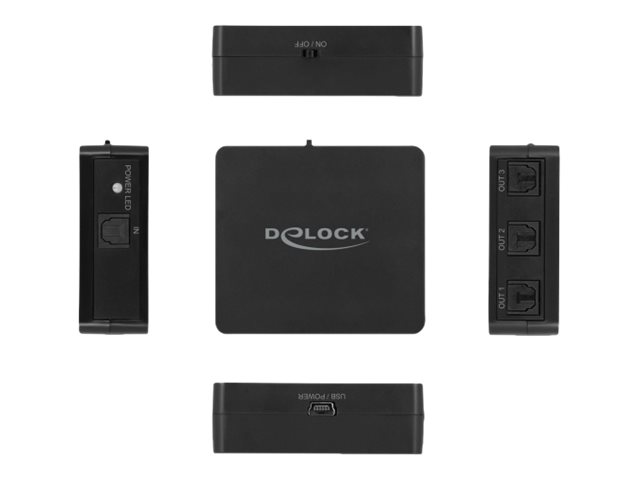 Delock SPDIF TOSLINK Splitter 1 In 3 Out mit USB Stromversorgung