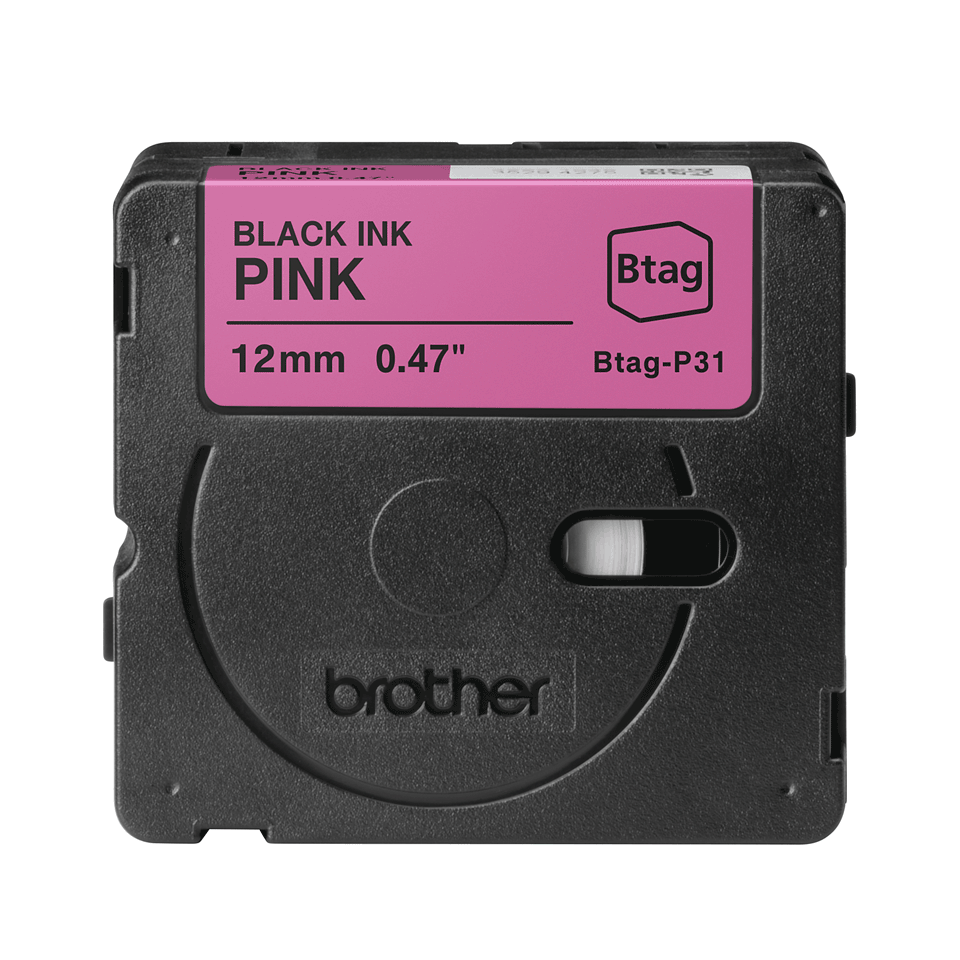 brother Schriftband Btag BTAGP31, 12 mm, schwarz auf pink, 1 St