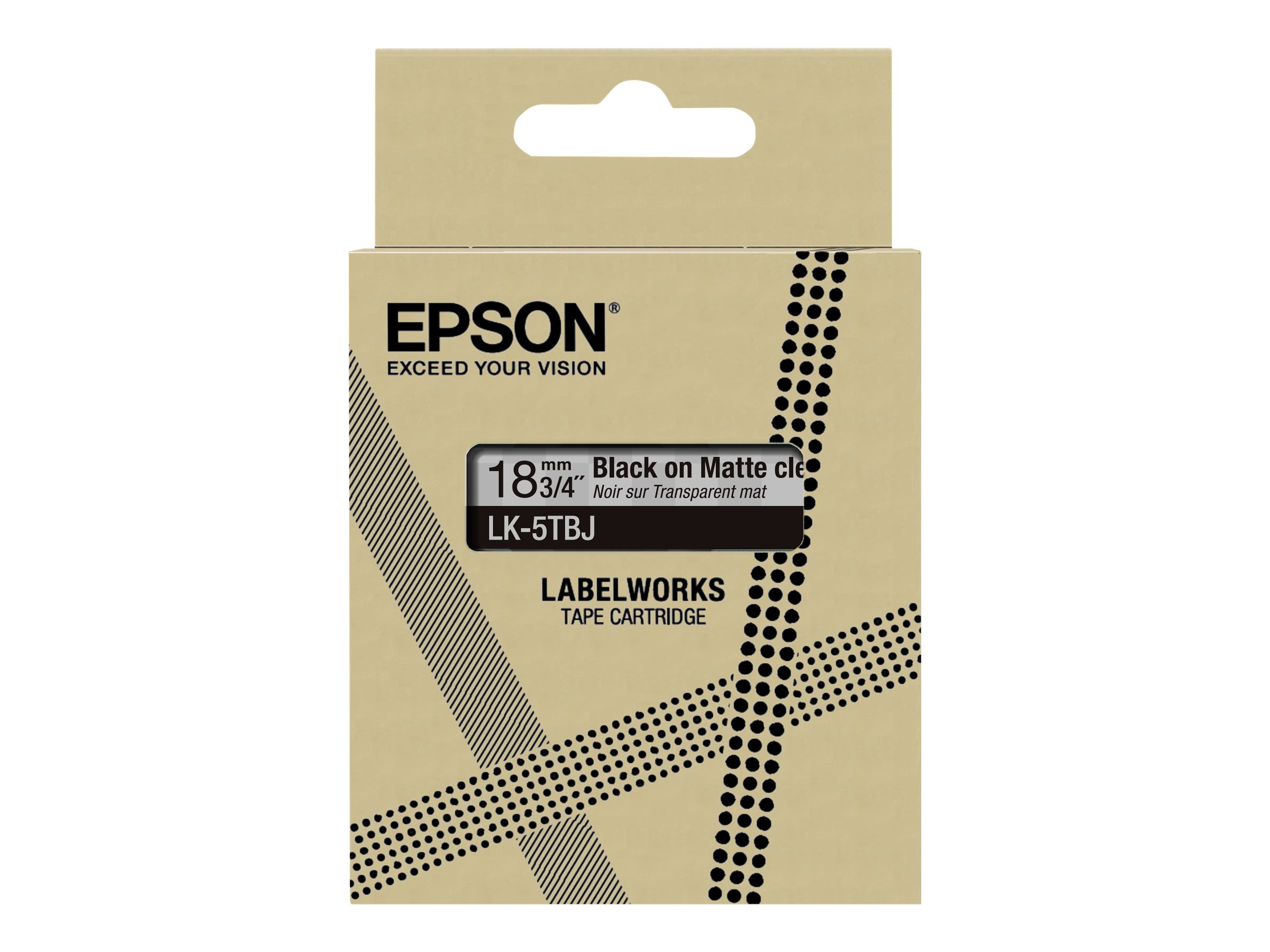 EPSON Schriftband LK LK-5TBJ C53S672066, 18 mm schwarz auf transparent EPSON Schriftband LK LK-5TBJ C53S672066, 18 mm schwarz auf transparent