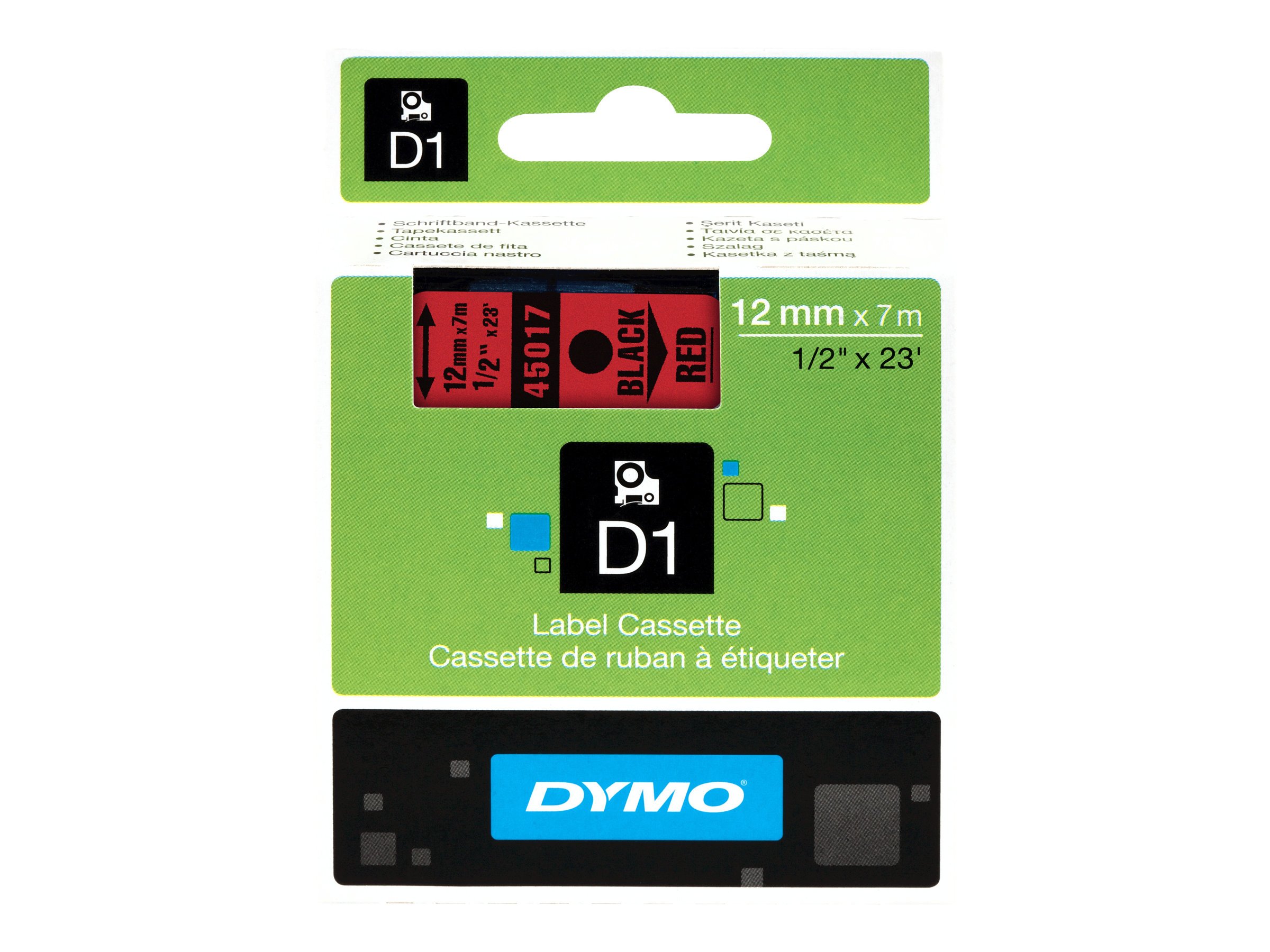 DYMO Schriftband D1 45017 S0720570, 12 mm, schwarz auf rot, 1 St