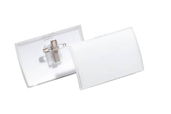 25 DURABLE Click Fold Namensschilder mit Kombiklemme 9,0 x 5,4 cm