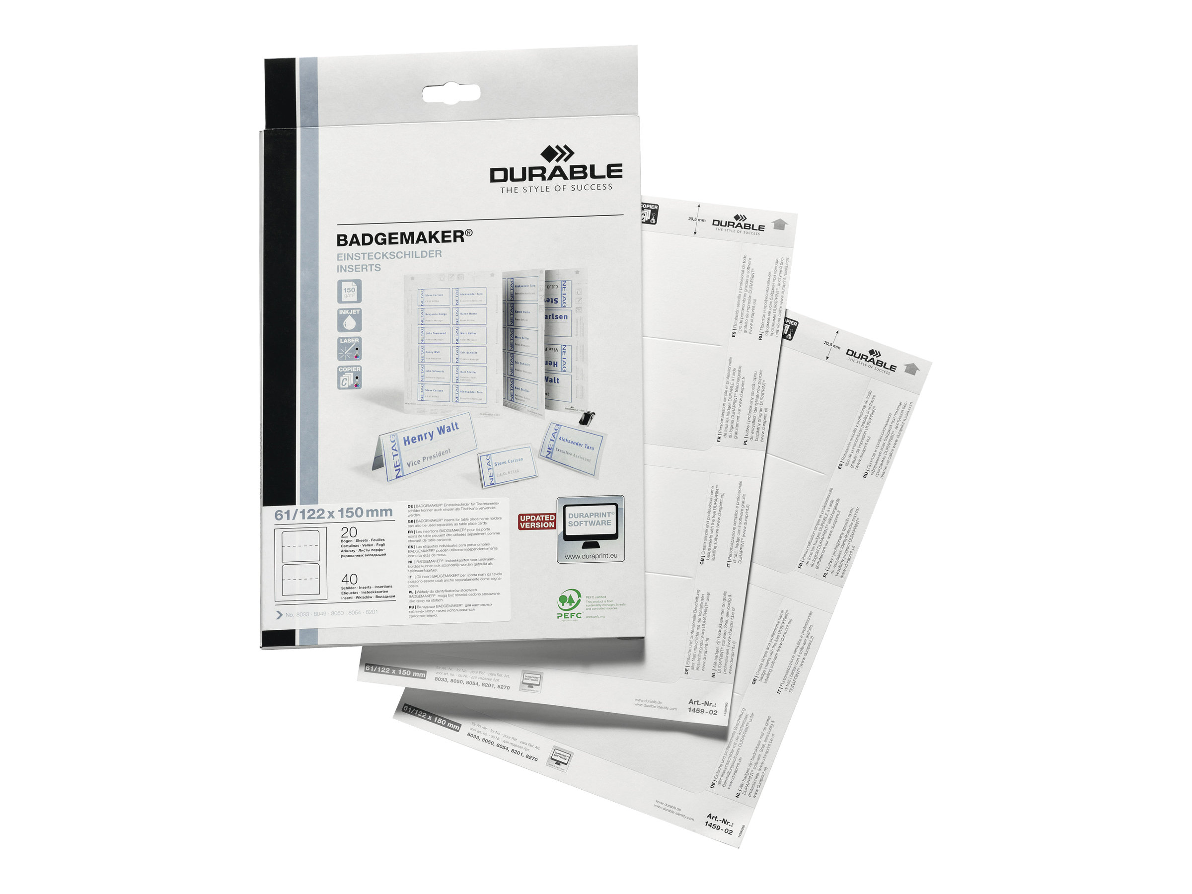 DURABLE Einsteckschilder fuer Namensschilder Badgemaker 15,0 x 6,1 cm, 40 St.