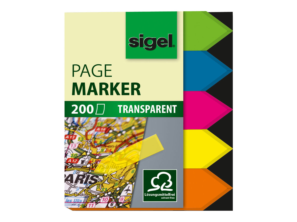SIGEL TRANSPARENT Haftmarker farbsortiert 5x 40 Streifen