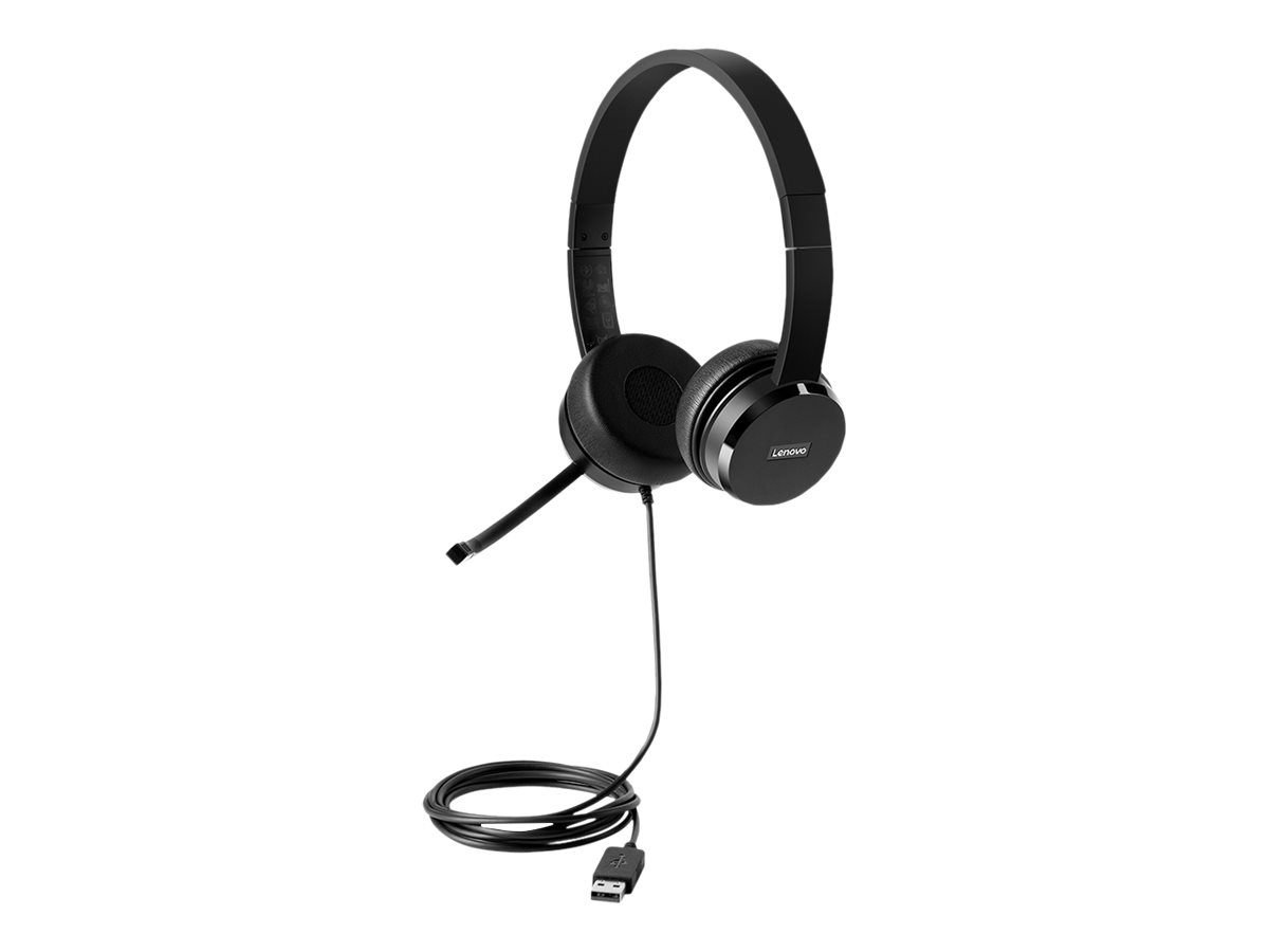 Lenovo 100 Stereo USB Headset (Schwarz, On Ear)