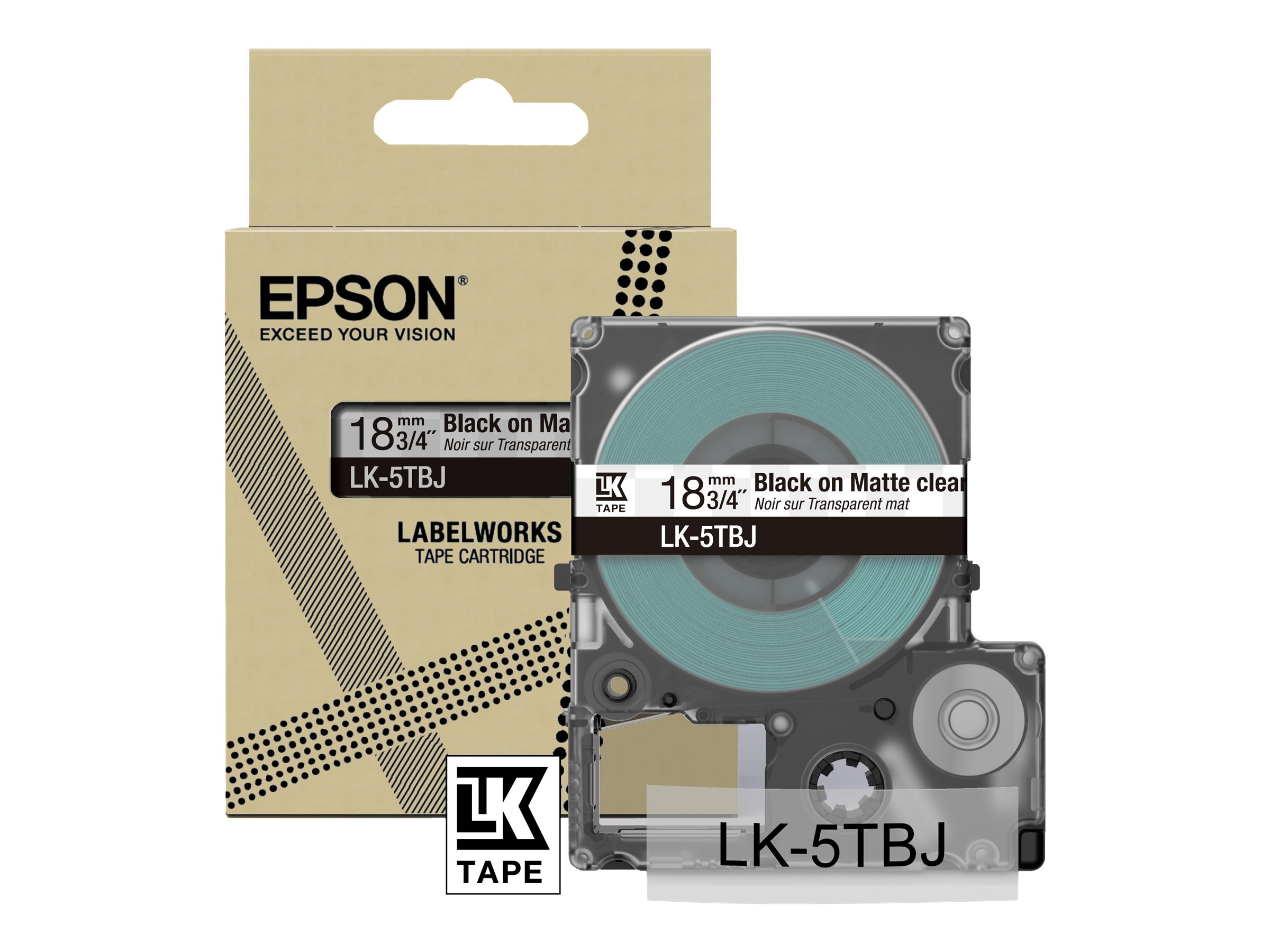 EPSON Schriftband LK LK-5TBJ C53S672066, 18 mm schwarz auf transparent