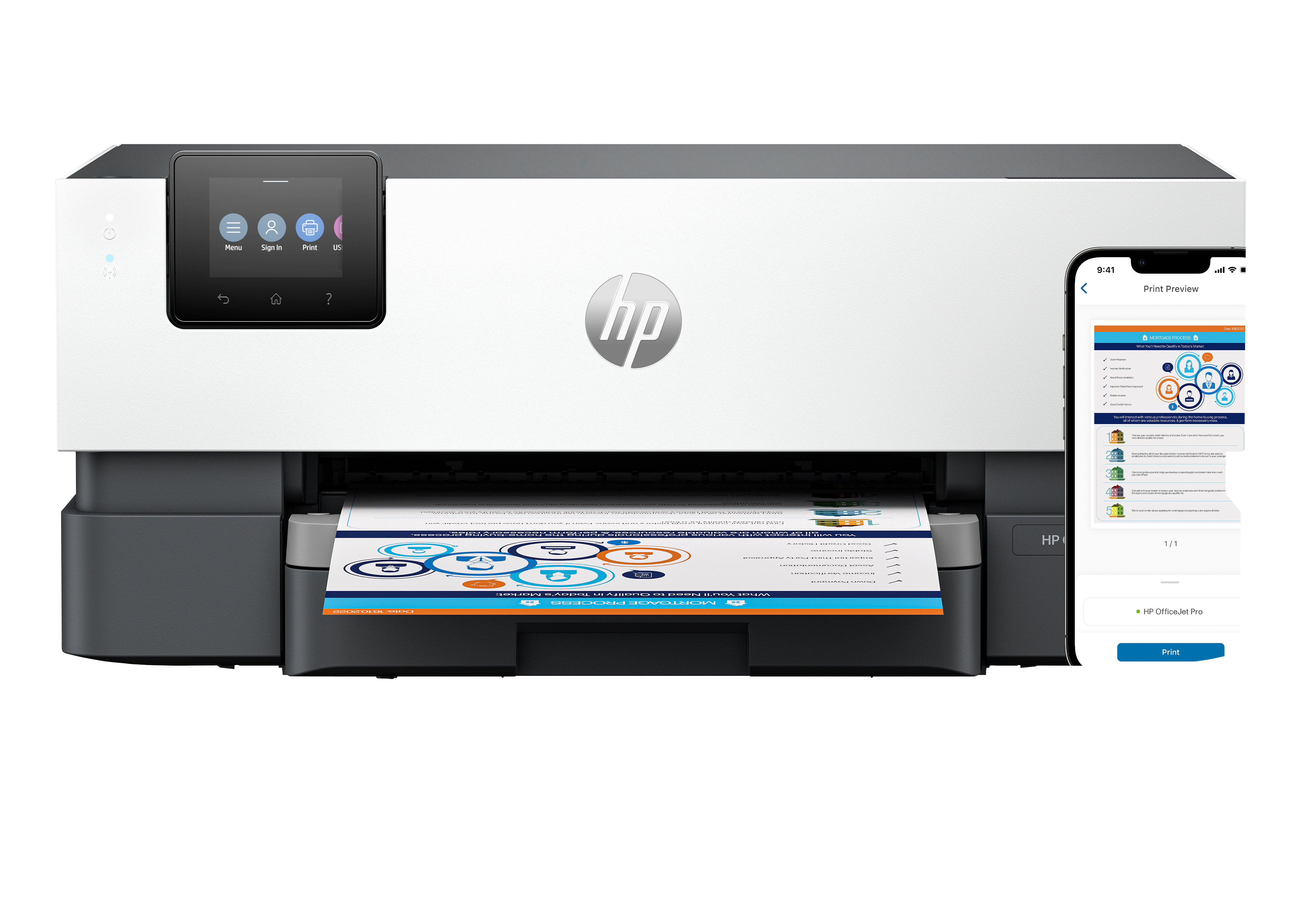 HP Officejet Pro 9110b Printer colour Duplex inkjet A4 1200x1200dpi 22ppm mono 18ppm colour 250sheets USB LAN WiFi Bluetooth 50 LE