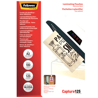 100 Fellowes Capture125 Laminierfolien glaenzend fuer A3 125 micron selbstklebender Ruecken 100 Fellowes Capture125 Laminierfolien glaenzend fuer A3 125 micron selbstklebender Ruecken