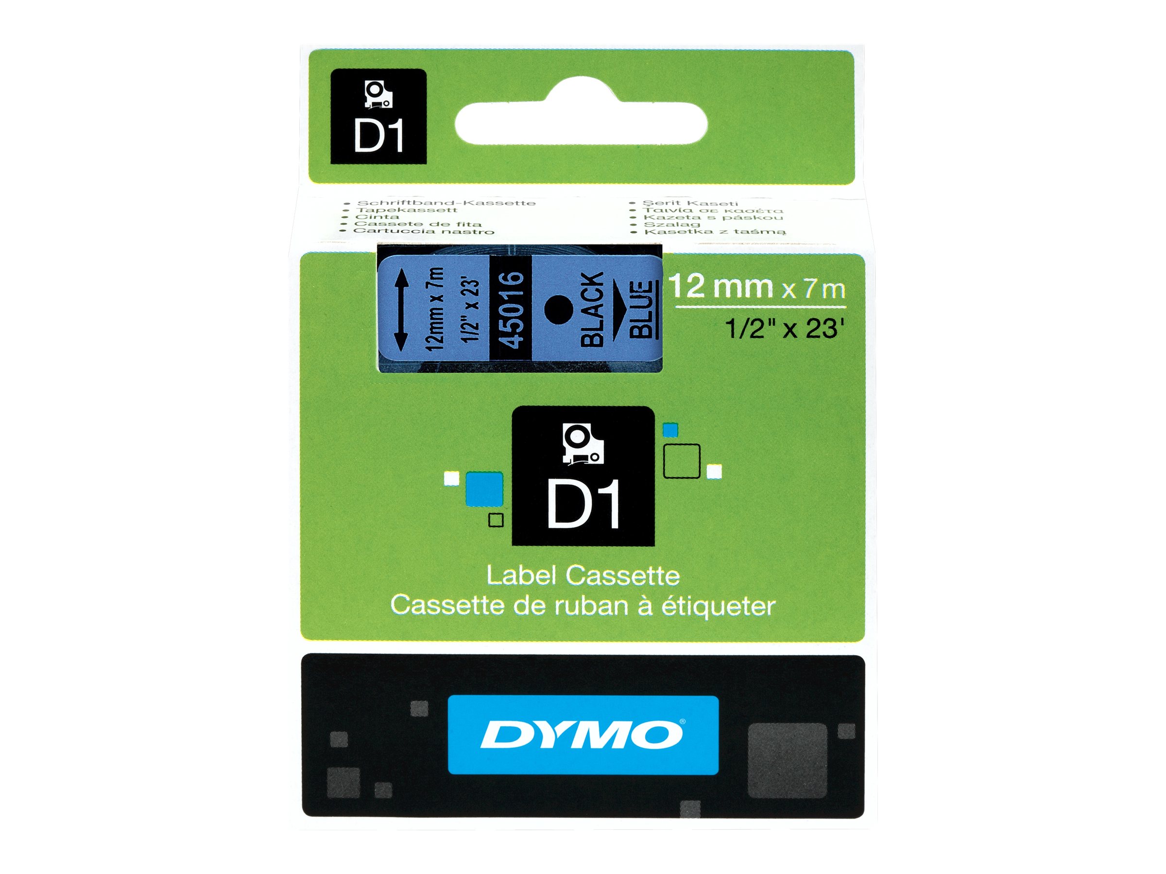 DYMO Schriftband D1 45016 S0720560, 12 mm schwarz auf blau