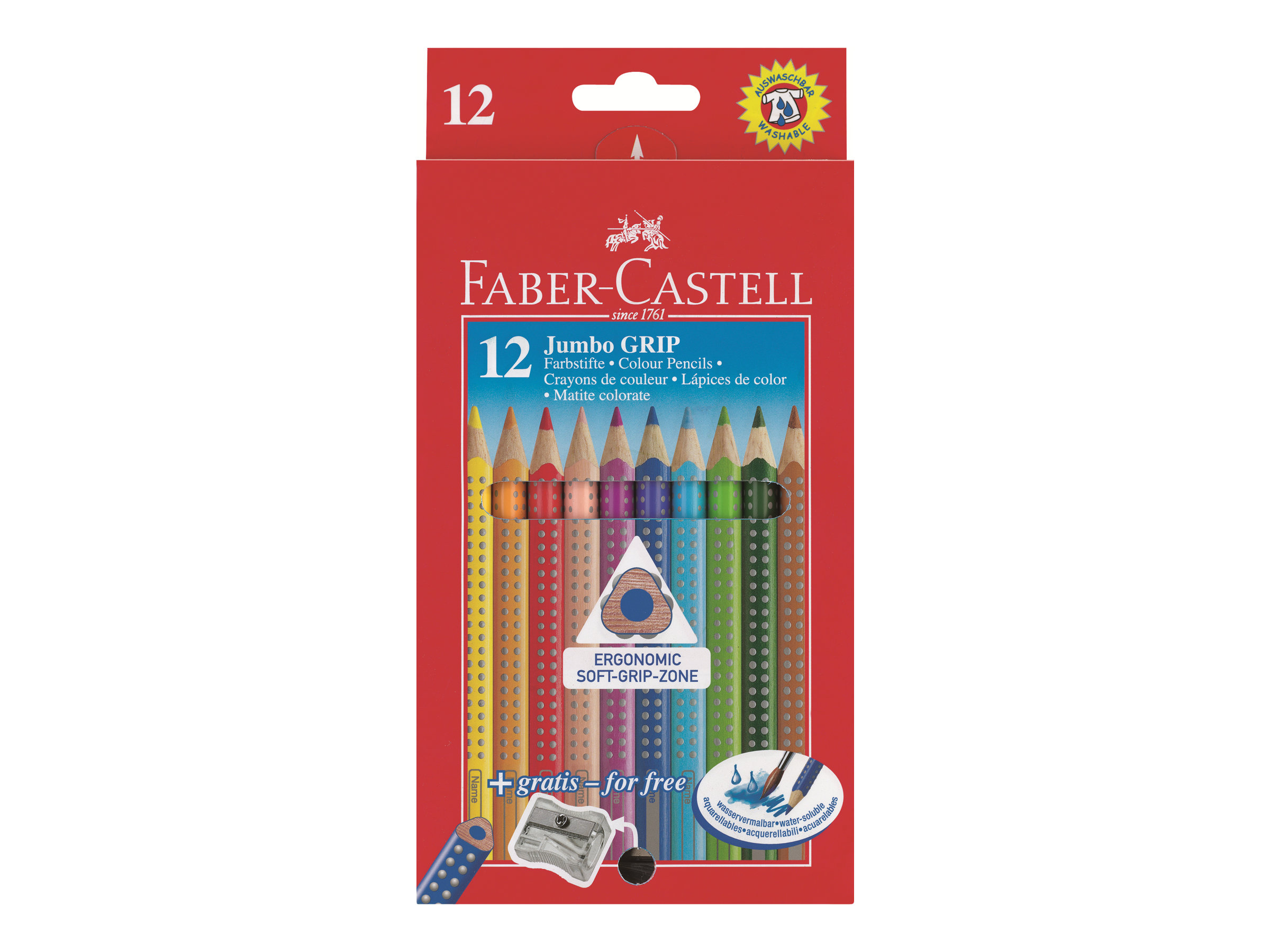 12 FABER-CASTELL Jumbo GRIP Buntstifte farbsortiert