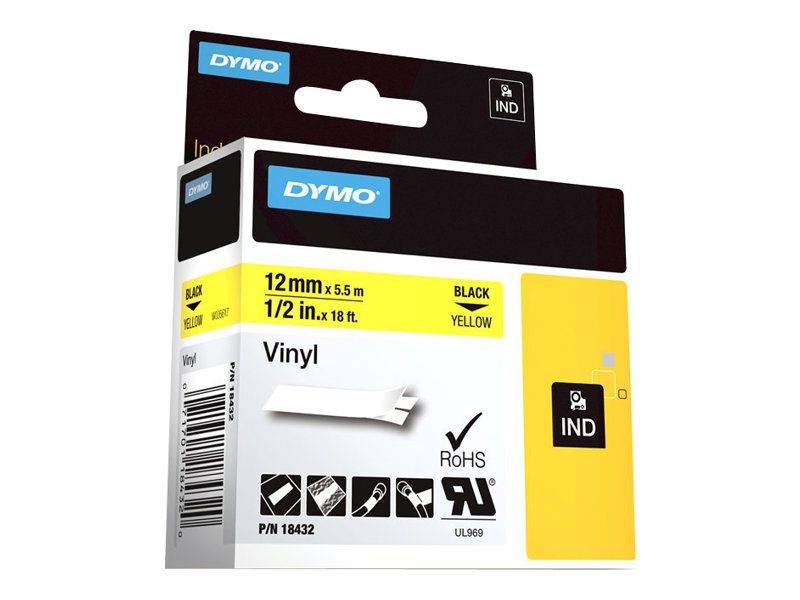18432 DYMO ID1 12mm SCHWARZ-GELB
