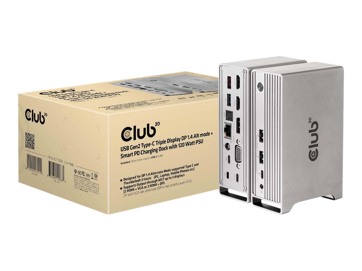 Club3D 4K ChargingDock USB-C ->6xUSB3/DP/2xHDMI/VGA/LAN 120W retail