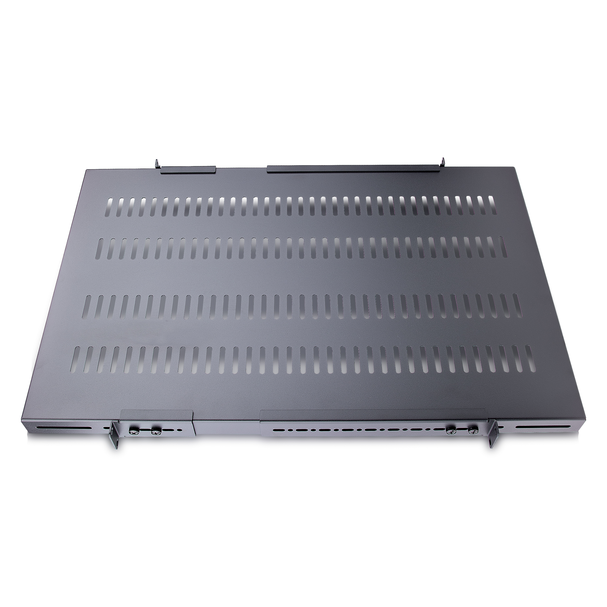 STARTECHCOM 1 HE verstellbarer Schwerlast Fachboden fUer Server Rack Schrank bis 113 Kg Fachboden Serverschrank 1HE belUeftet