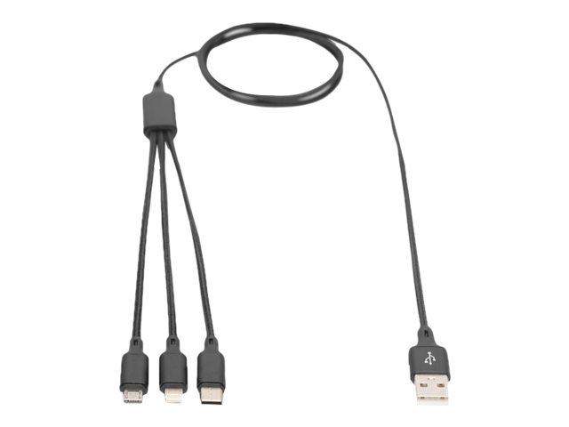 ASSMANN USB Ladekabel USB A - Lightning+micro B+Type-C 1m 3in1 cable cotton CE bl