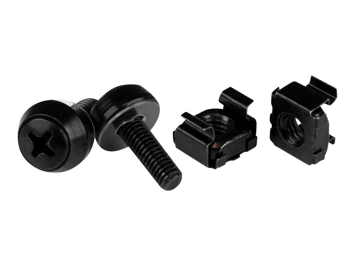 STARTECH.COM M5 x 12mm - Schrauben und Käfigmuttern - 50er Pack -  Schwarz - M5 Montageschrauben und Kastenmuttern für Server Ra
