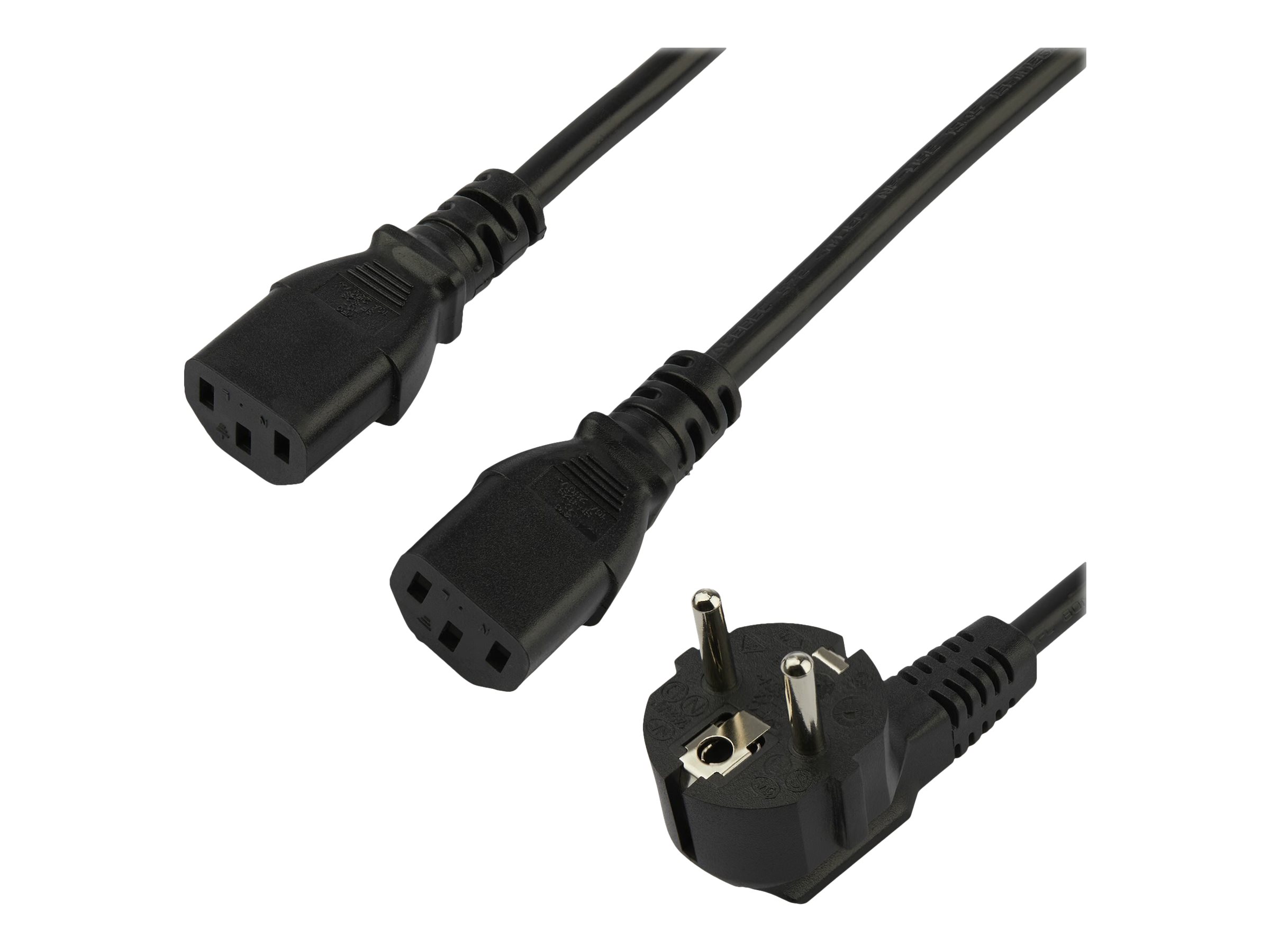 STARTECH.COM 2m C13 Power Cord - Schuko to 2x C13 - Y Splitter Power Cable