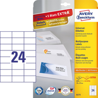 AVERY Zweckform Etiketten 6173 weiß 70,0 x 37,0 mm, 30 Blatt