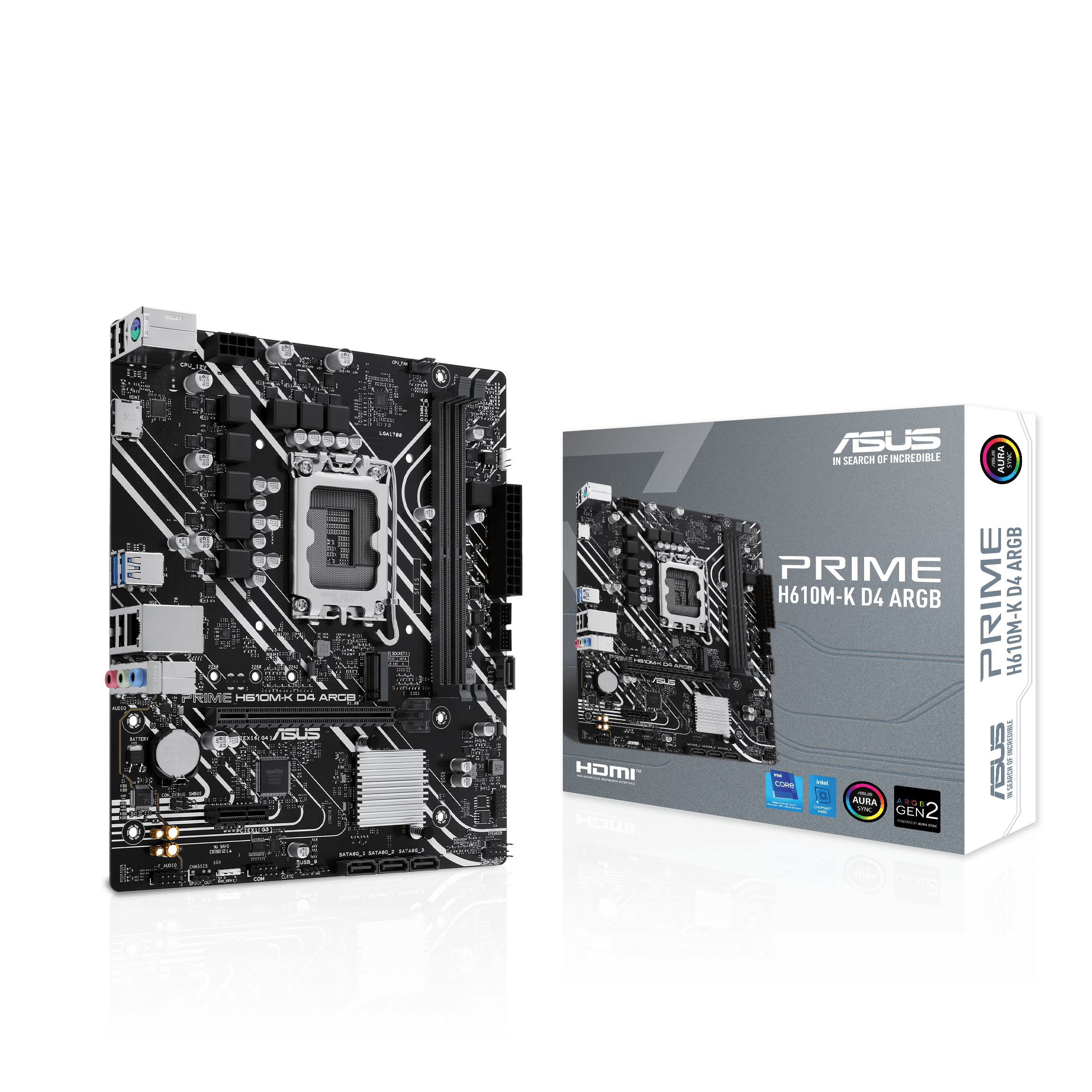 ASUS PRIME H610MK D4 ARGB LGA1700 microATX motherboard 2xDDR4 4xSATA PCIe 40 M2 slot