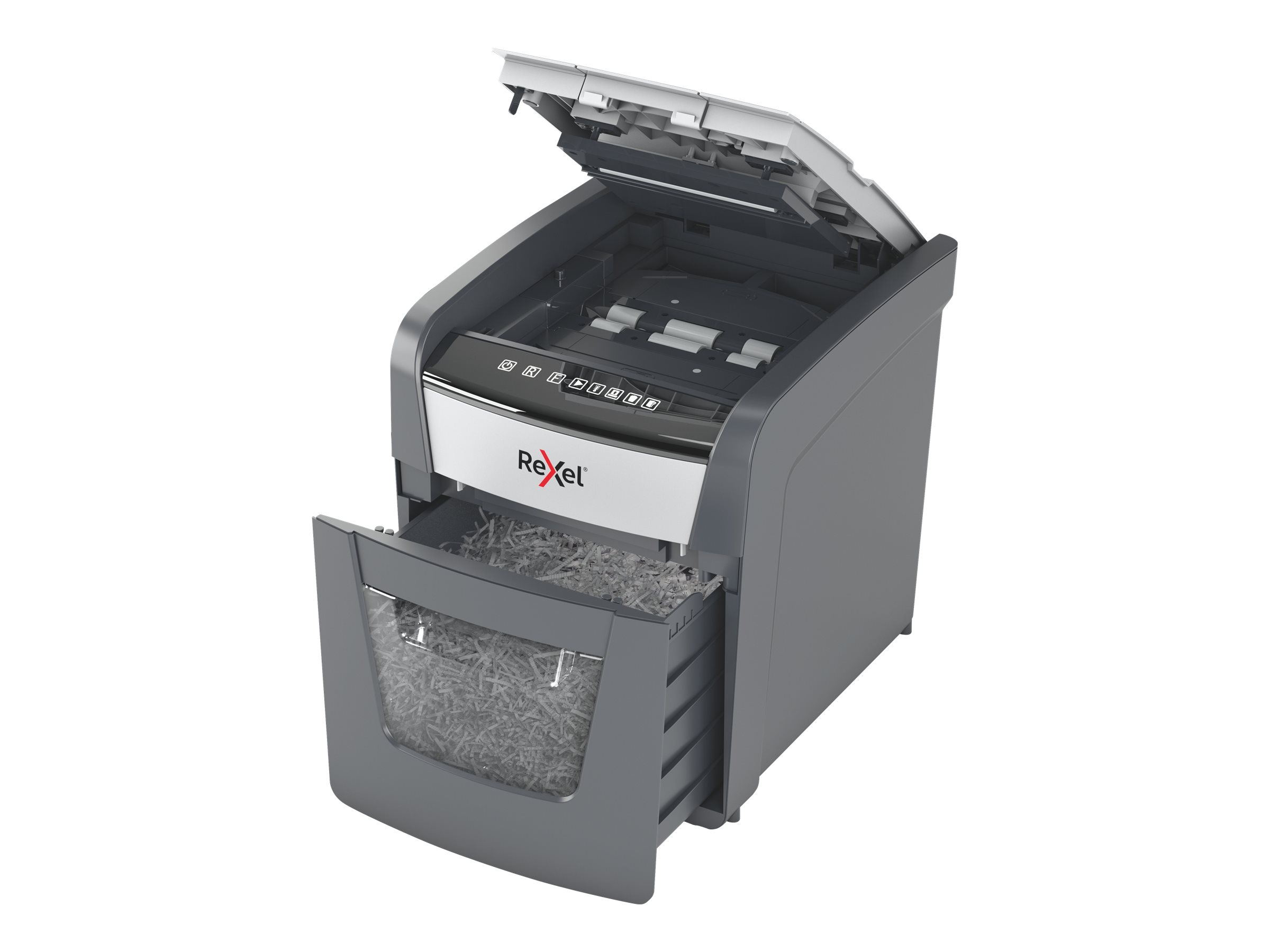 Rexel Optimum AutoFeed+ 50X Aktenvernichter mit Partikelschnitt P-4, 4 x 28 mm, bis 50 Blatt, schwarz Rexel Optimum AutoFeed+ 50X Aktenvernichter mit Partikelschnitt P-4, 4 x 28 mm, bis 50 Blatt, schwarz