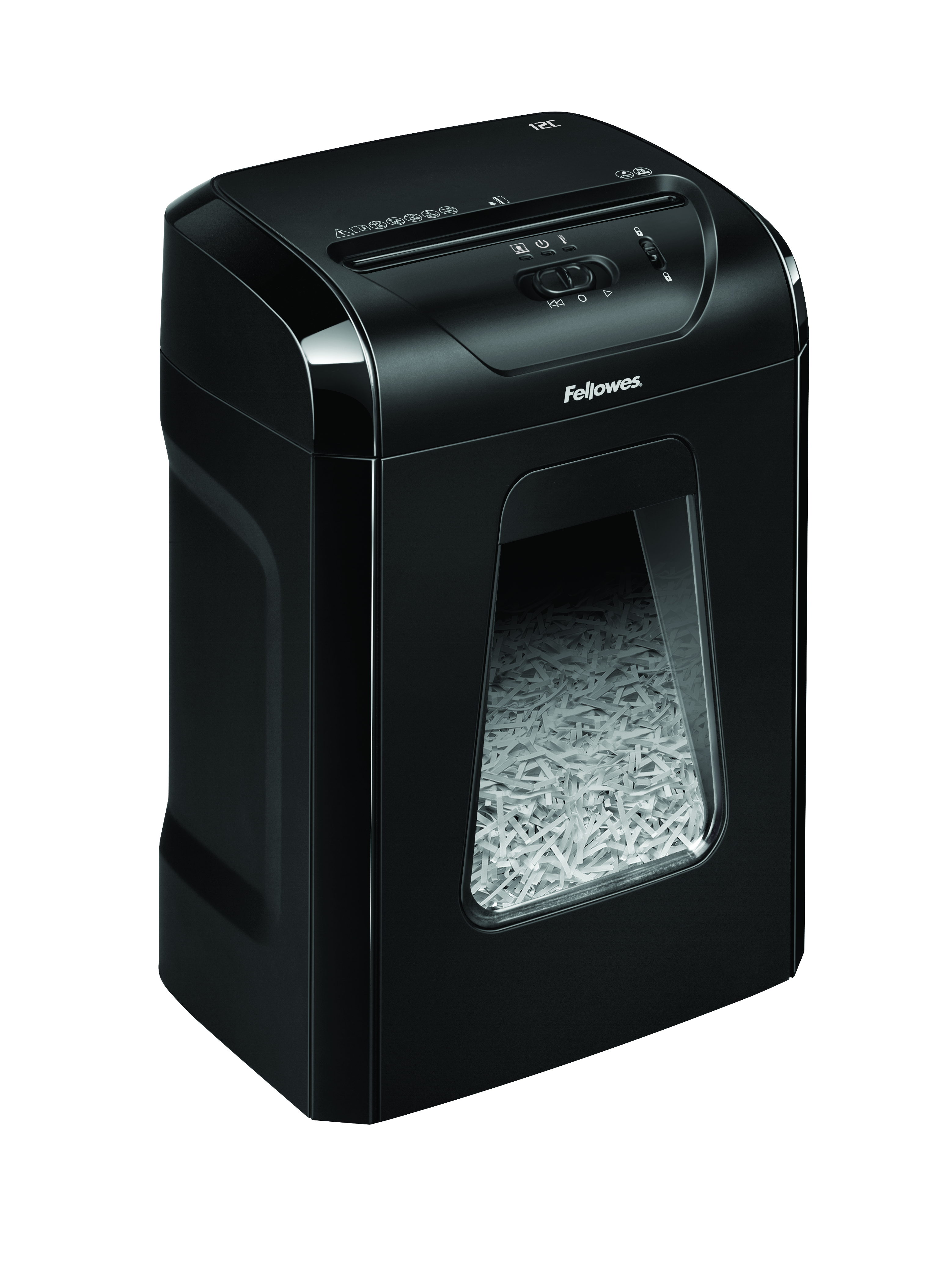 Fellowes Powershred 12C Aktenvernichter mit Partikelschnitt P4, 4 x 40 mm, bis 11 Blatt, schwarz