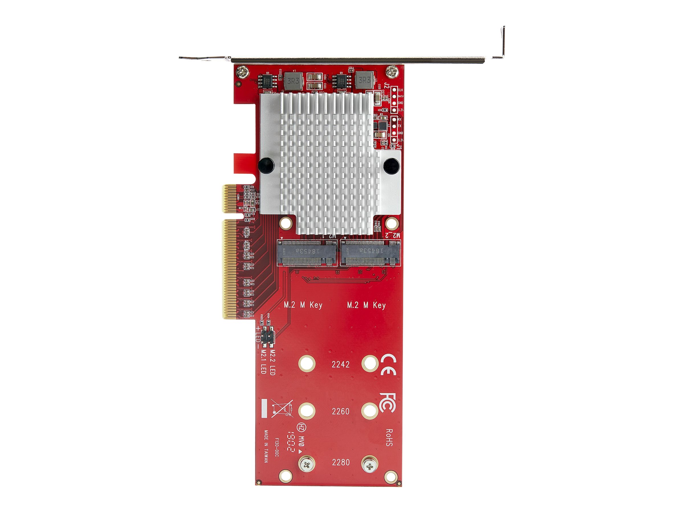 StarTech.com Dual M.2 PCIe SSD Adapter Karte - x8 / x16 Dual NVMe oder AHCI M.2 SSD zu PCI Express 3.0 - M.2 NGFF PCIe (M-Key) kompatibel - Unterstützt 2242, 2260, 2280 - JBOD - Mac & PC (PEX8M2E2) - Schnittstellenadapter - M.2 Card - PCIe 3.0 x8 - TAA-ko